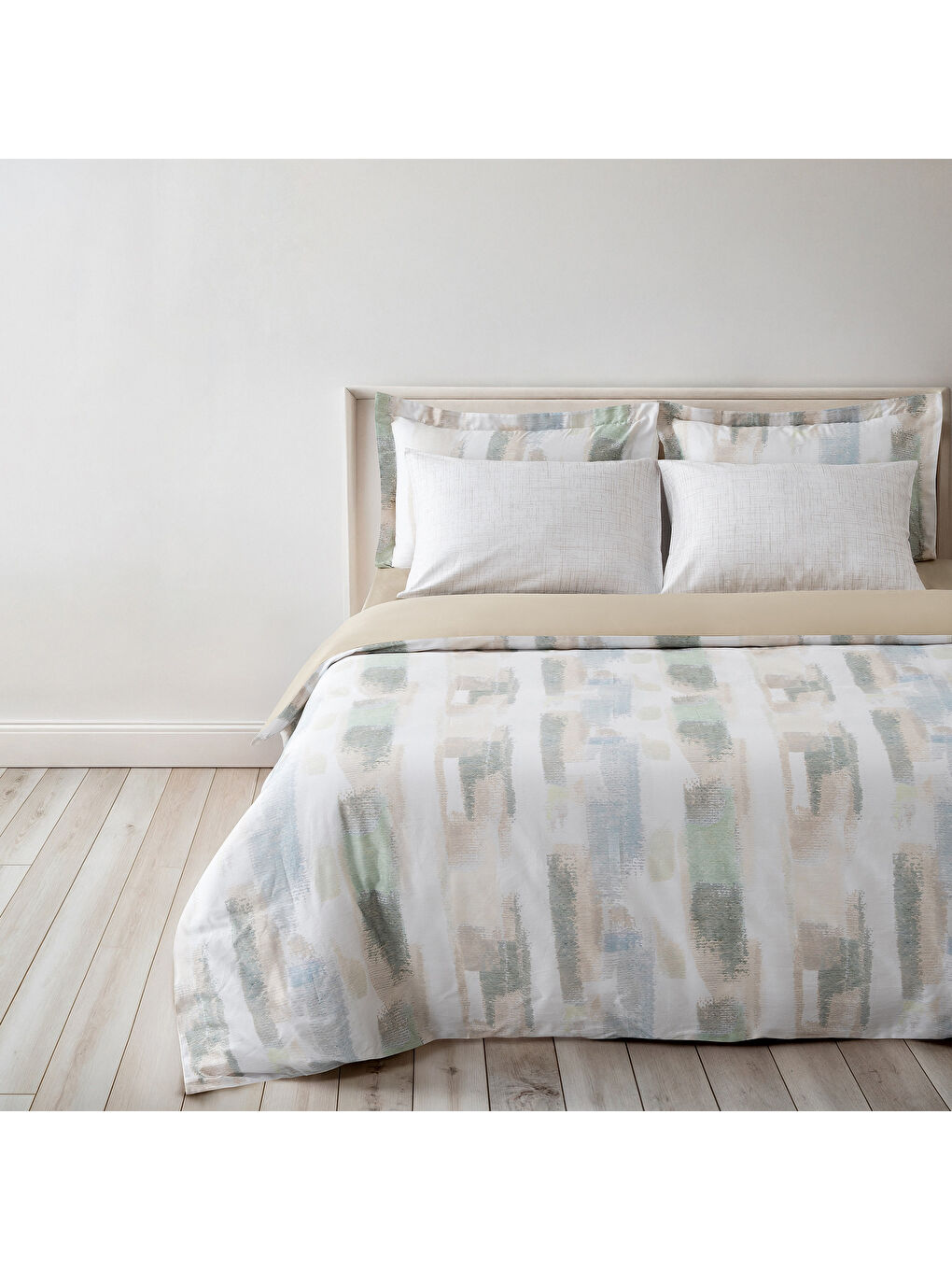 Lumia Çift Kişilik Nevresim Takımı %100 Pamuk 210 TC 83 Tel Saten Digital Baskılı Yeşil 200x220 Cm