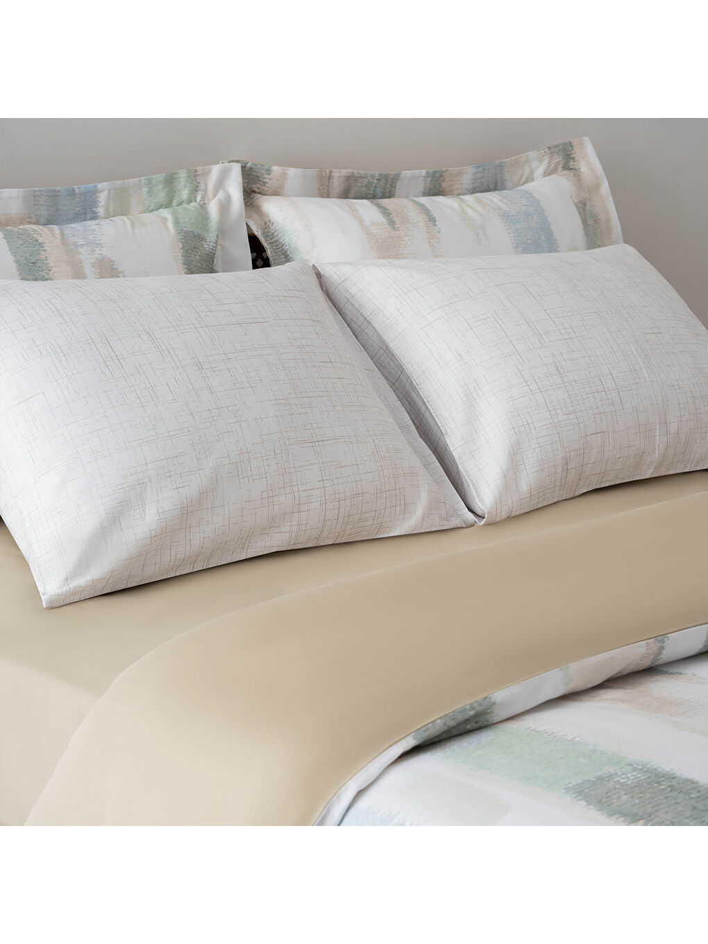 Lumia Çift Kişilik Nevresim Takımı %100 Pamuk 210 TC 83 Tel Saten Digital Baskılı Yeşil 200x220 Cm-1