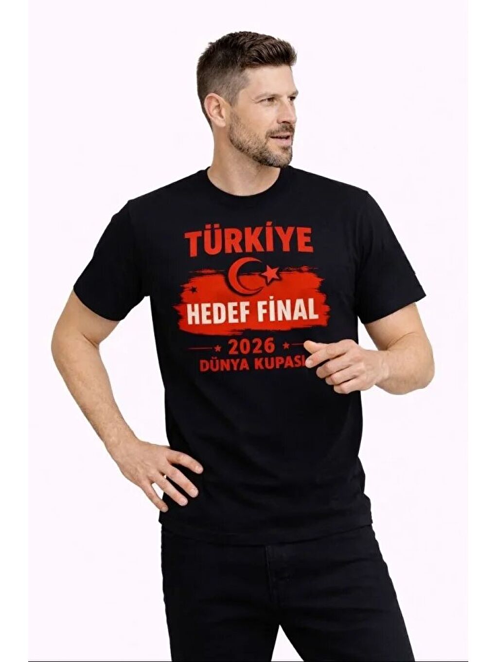 Siyah Erkek 2026 Dünya Kupası Taraftar Forma Tişört-2