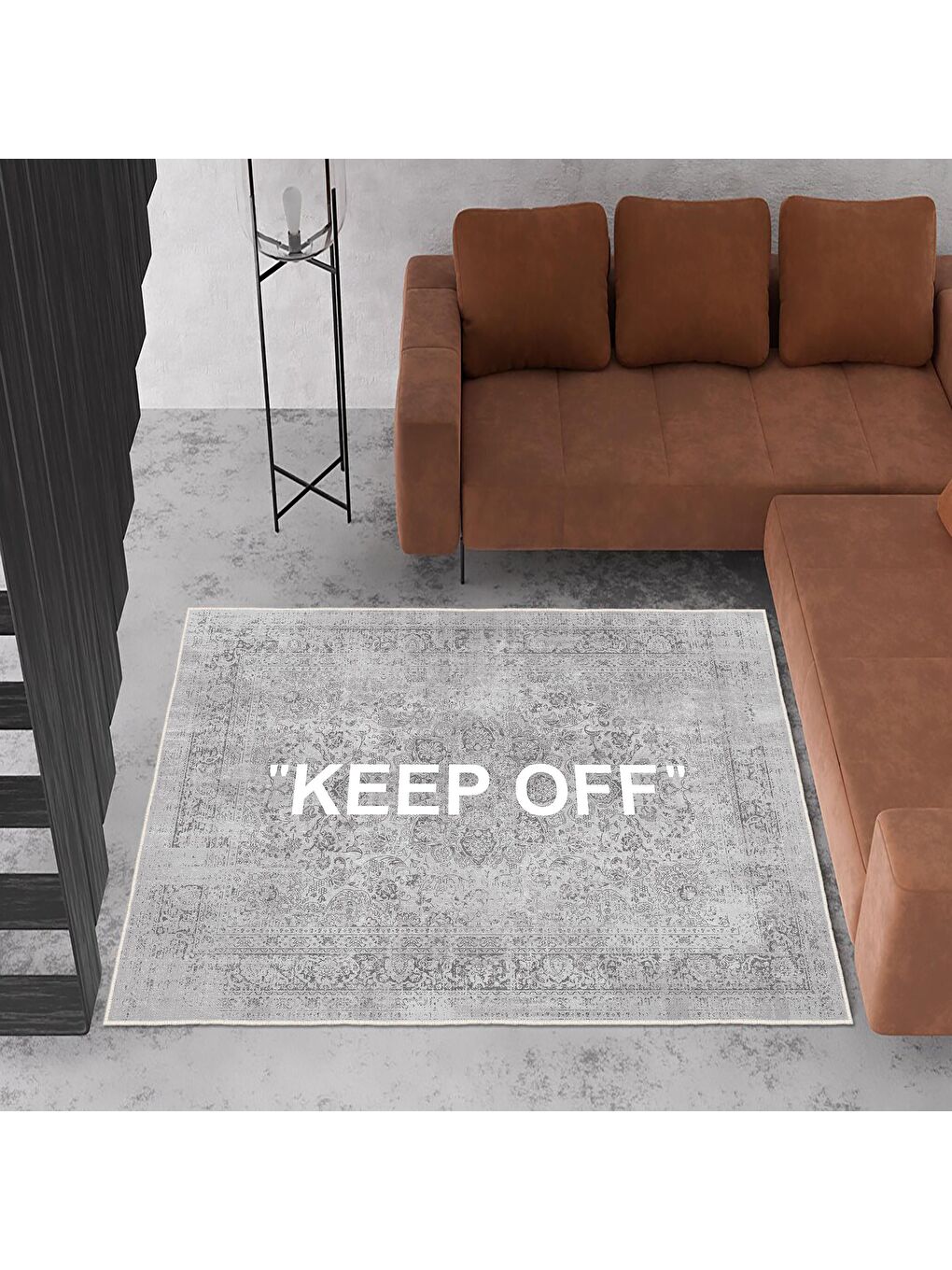 Gri Dekoratif Özel Tasarım Yıkanabilir, Modern Halı 80x150