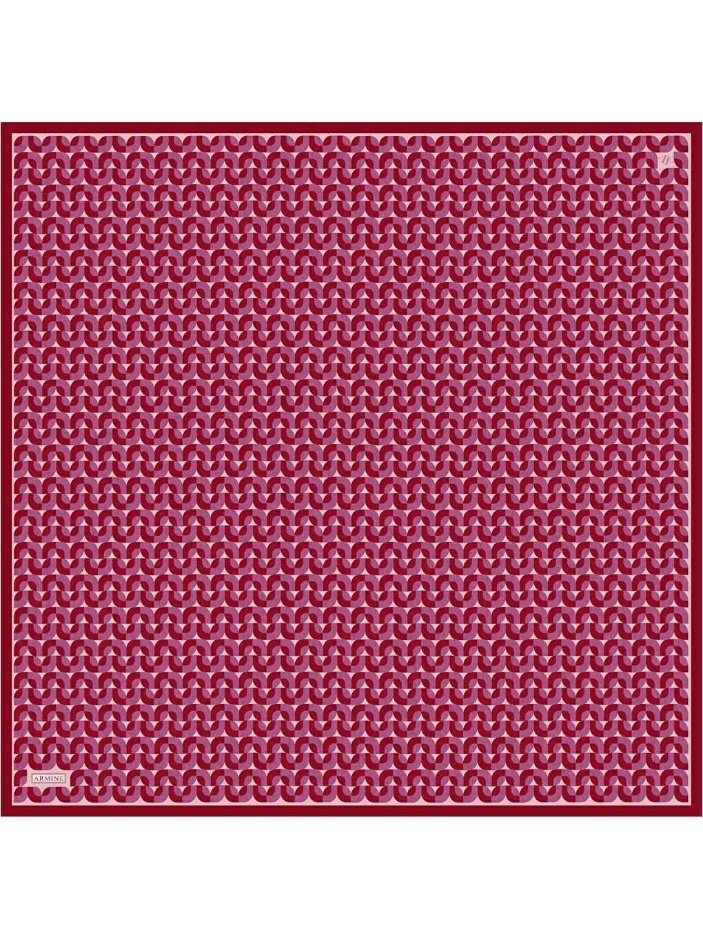 Pembe Klasik Desenli Saf İpek Sura Eşarp 9321 82-3