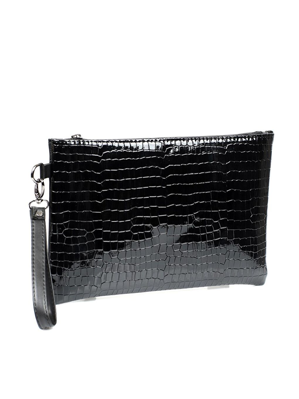 Capone Outfitters Siyah Rugan Kroko Desenli Paris Kadın Clutch Çanta - 1