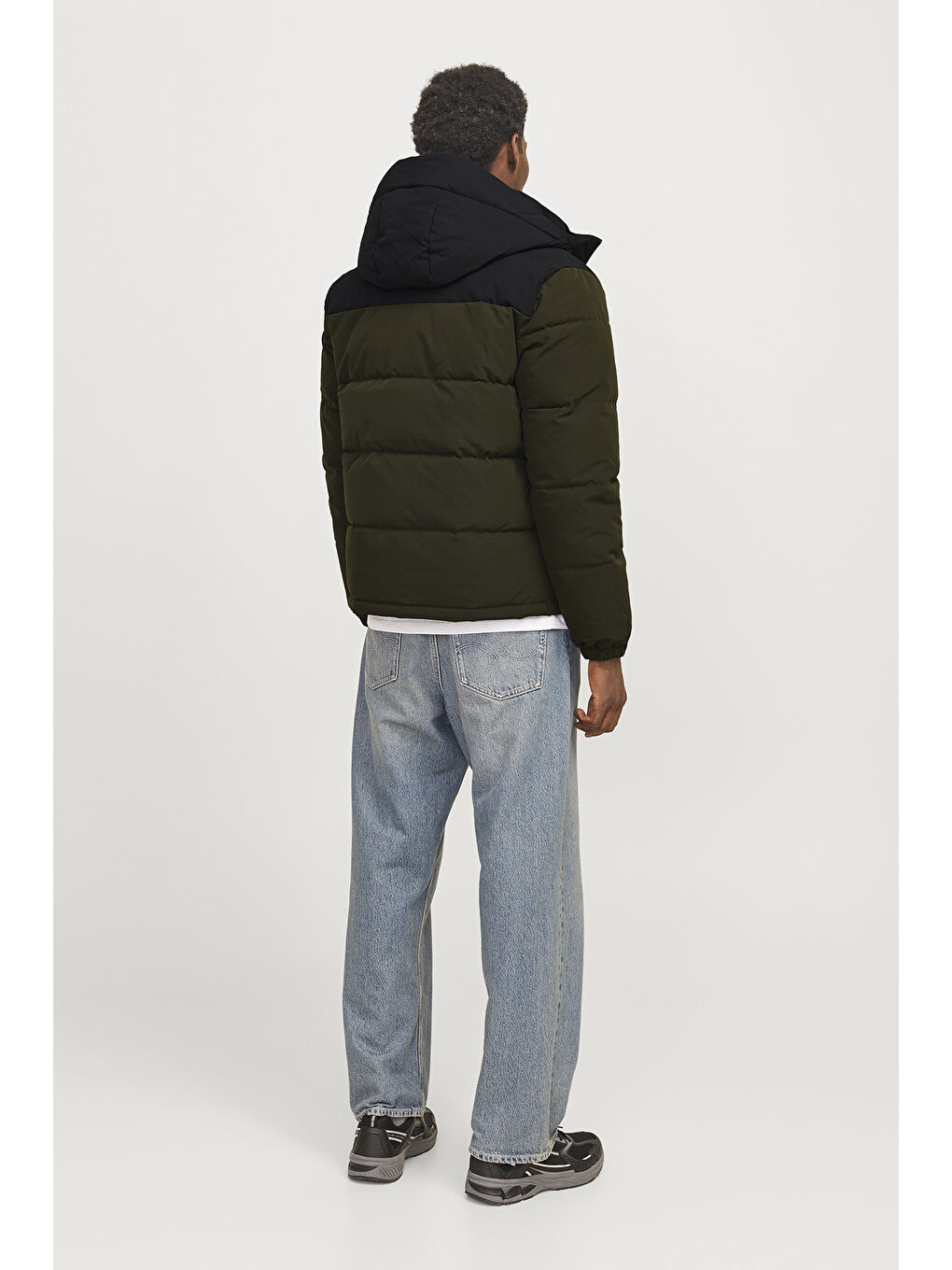 Jack & Jones Haki Essentials Jjeotto Regular Fit Rüzgar Geçirmez Kapüşonlu Kısa Erkek Şişme Mont 12258416 - 3