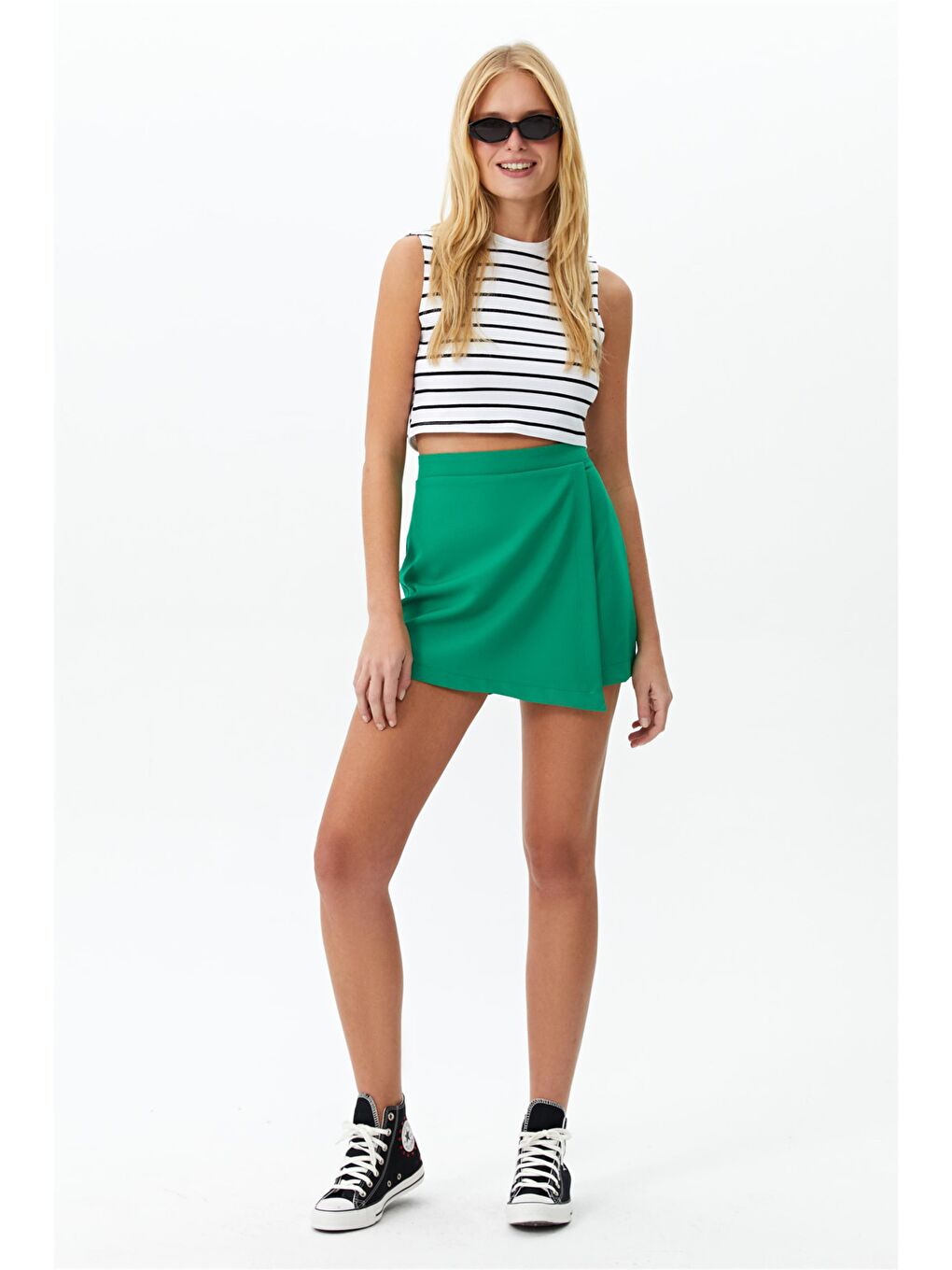 Yeşil Mini Şort Etek-1