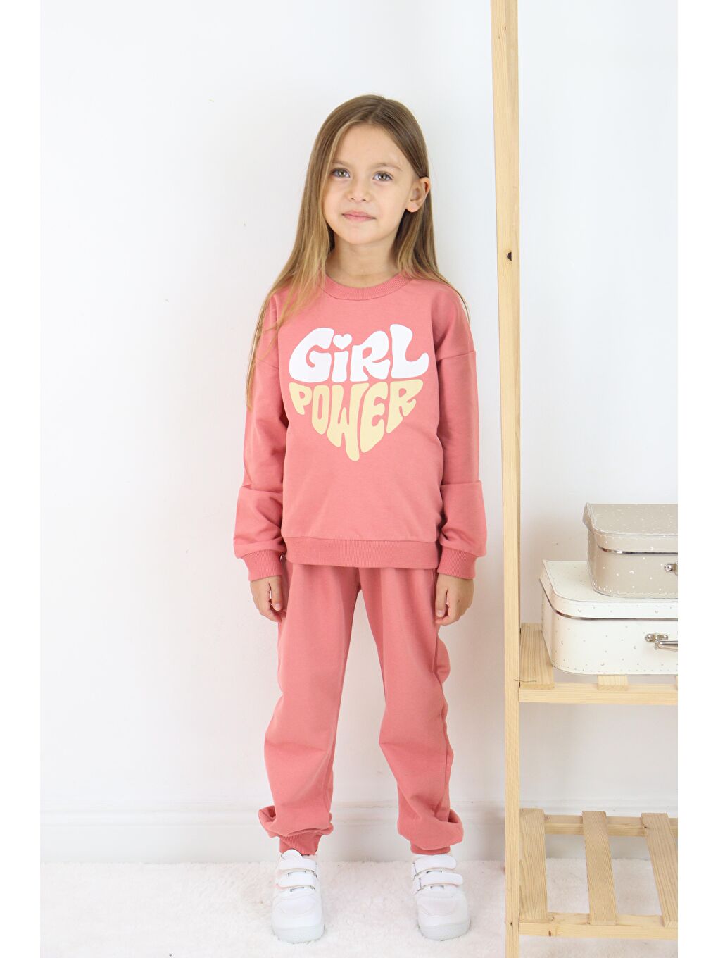 Pembe GirlPower Baskılı Takım