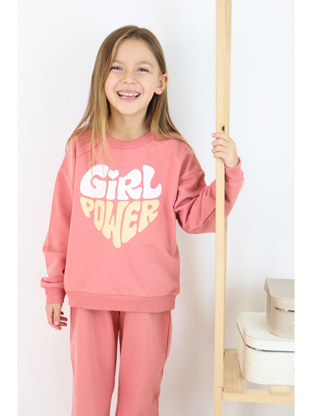 Pembe GirlPower Baskılı Takım-3
