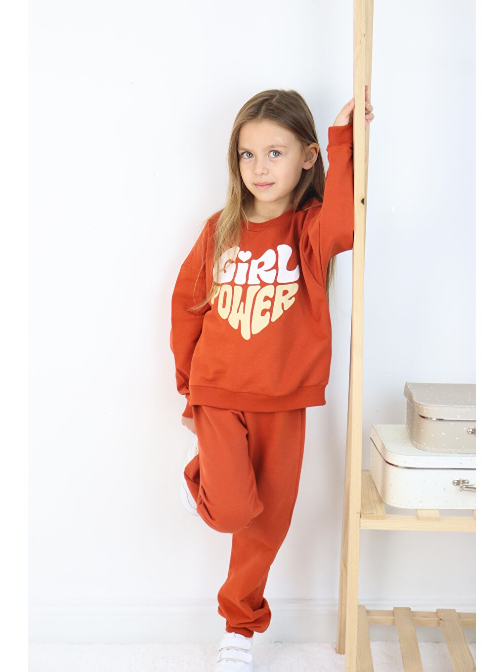 Kahverengi GirlPower Baskılı Takım-1