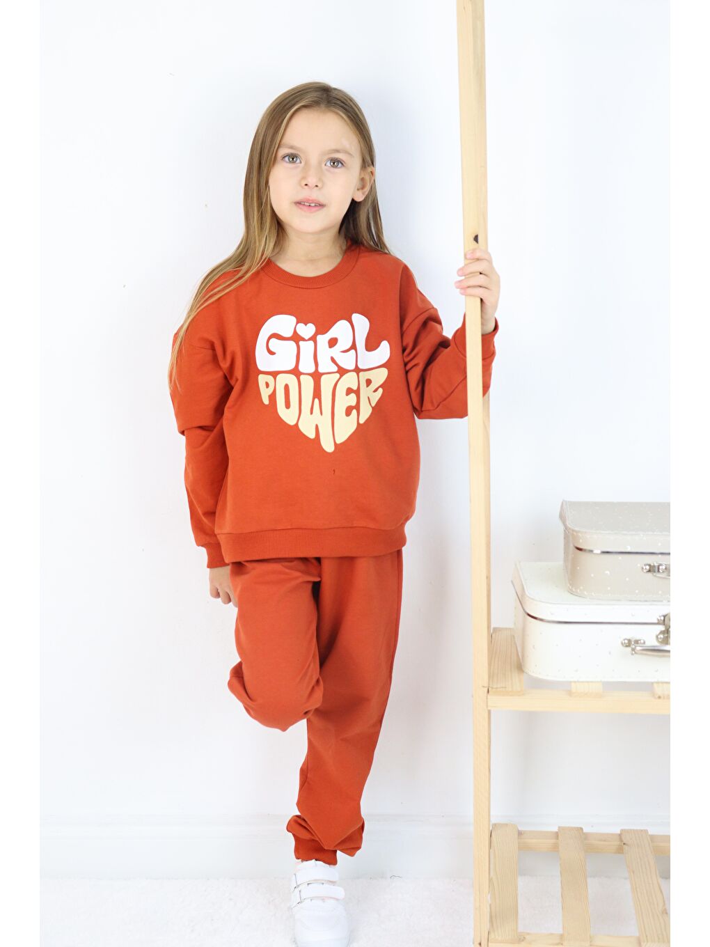 Kahverengi GirlPower Baskılı Takım-4