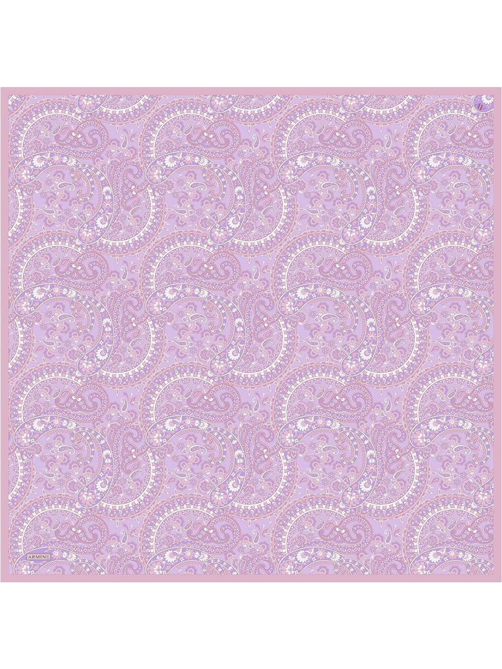 Pembe Etnik Desen Saf İpek Twill Eşarp 9304 52-3