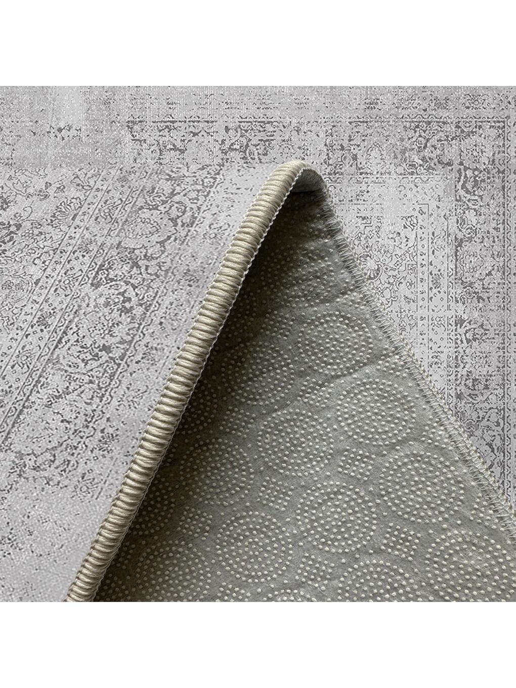 Gri Dekoratif Özel Tasarım Yıkanabilir, Modern Halı 80x150-4