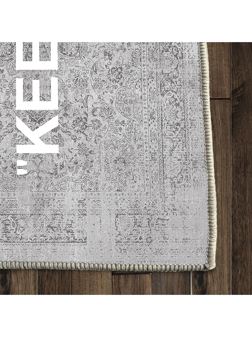 Gri Dekoratif Özel Tasarım Yıkanabilir, Modern Halı 80x150-5