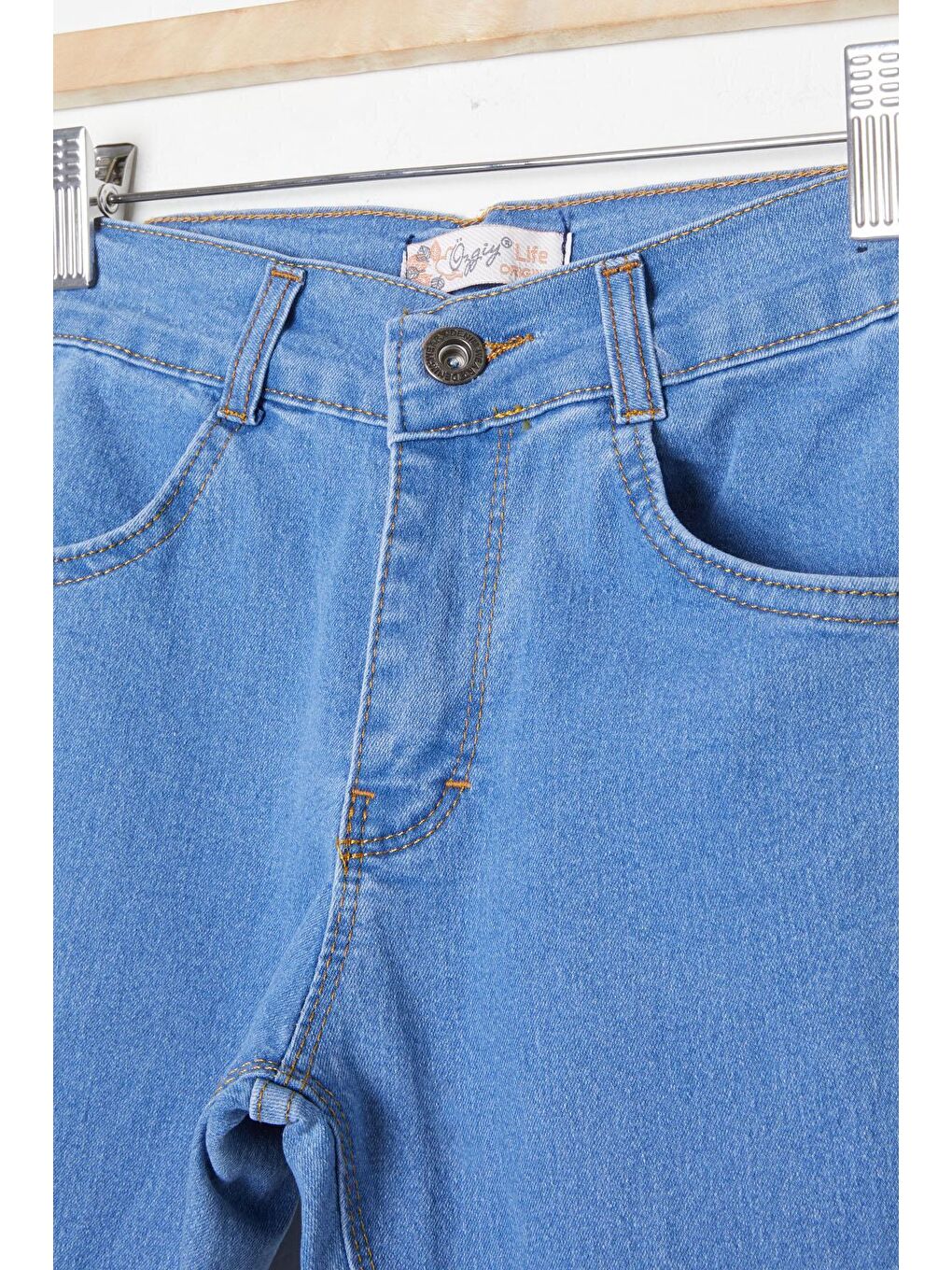 Kız Çocuk Elastanlı Mavi Jean Pantolon 16250-1