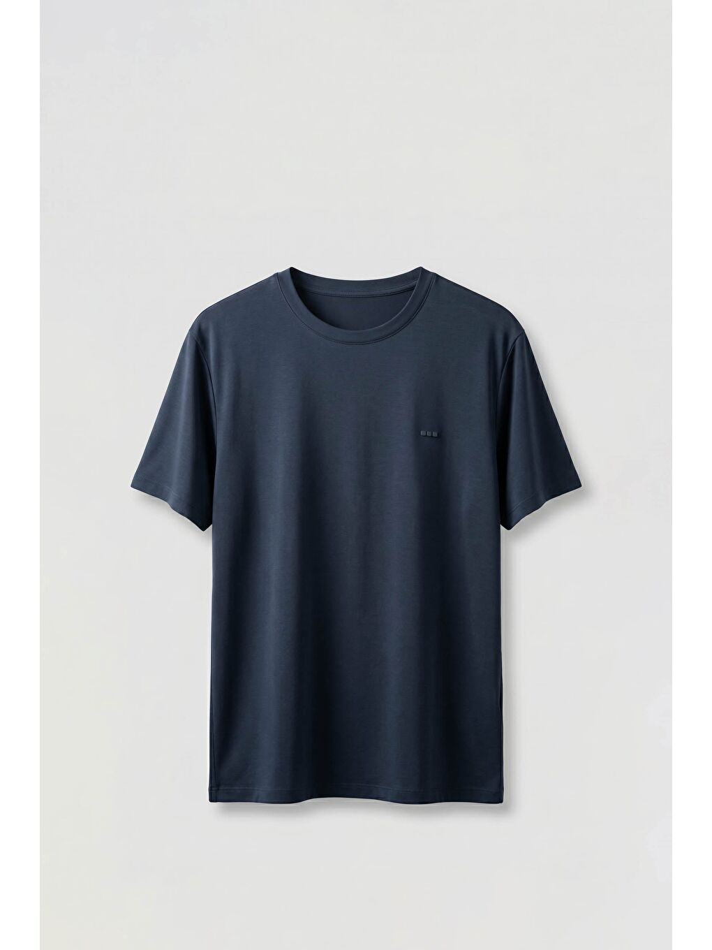 Erkek Slim Fit Bisiklet Yaka Basic T-Shirt Lacivert