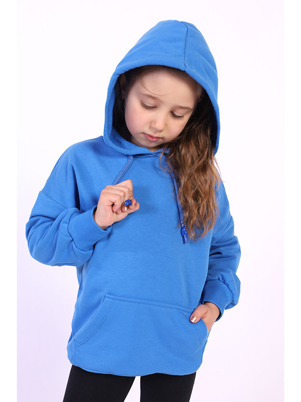 Mavi Kız Çocuk Kanguru Cepli Sweatshirt