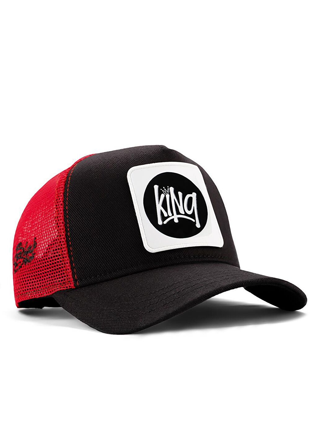 V1 Trucker King - 1 Kod Logolu Unisex Siyah-Kırmızı Şapka (Cap)