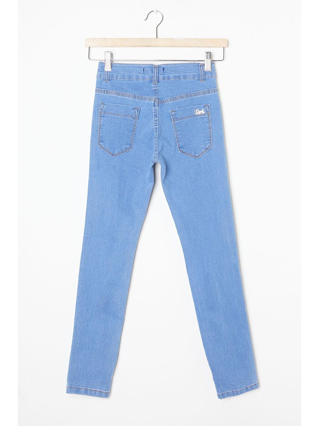 Kız Çocuk Elastanlı Mavi Jean Pantolon 16250-4