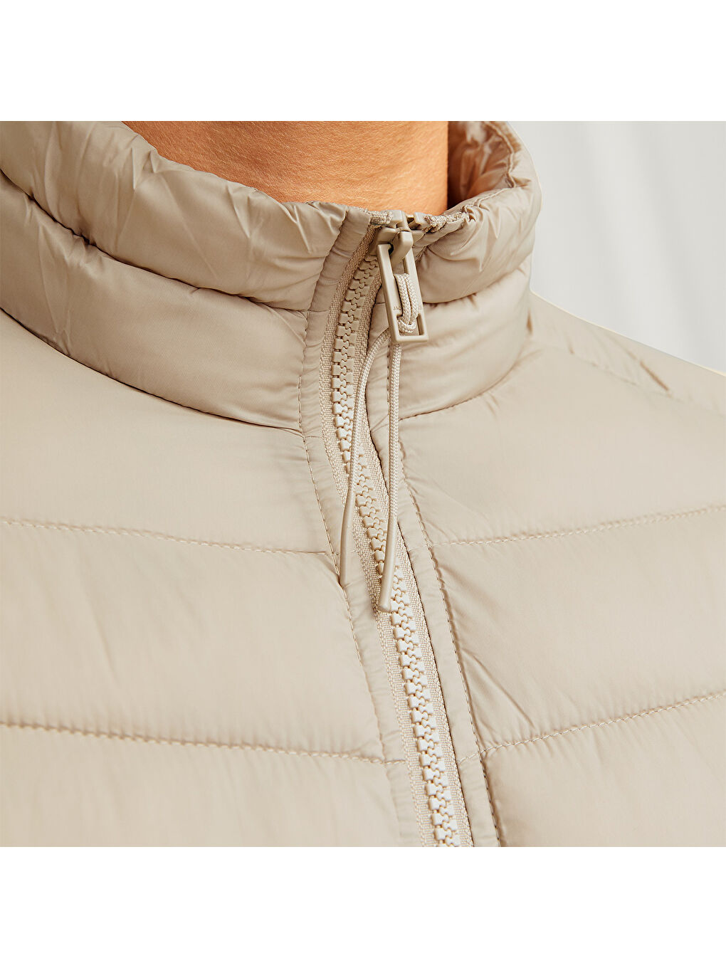 Jack & Jones Sprint Puffer Colar Erkek Bej Dik Yaka Mont - 1