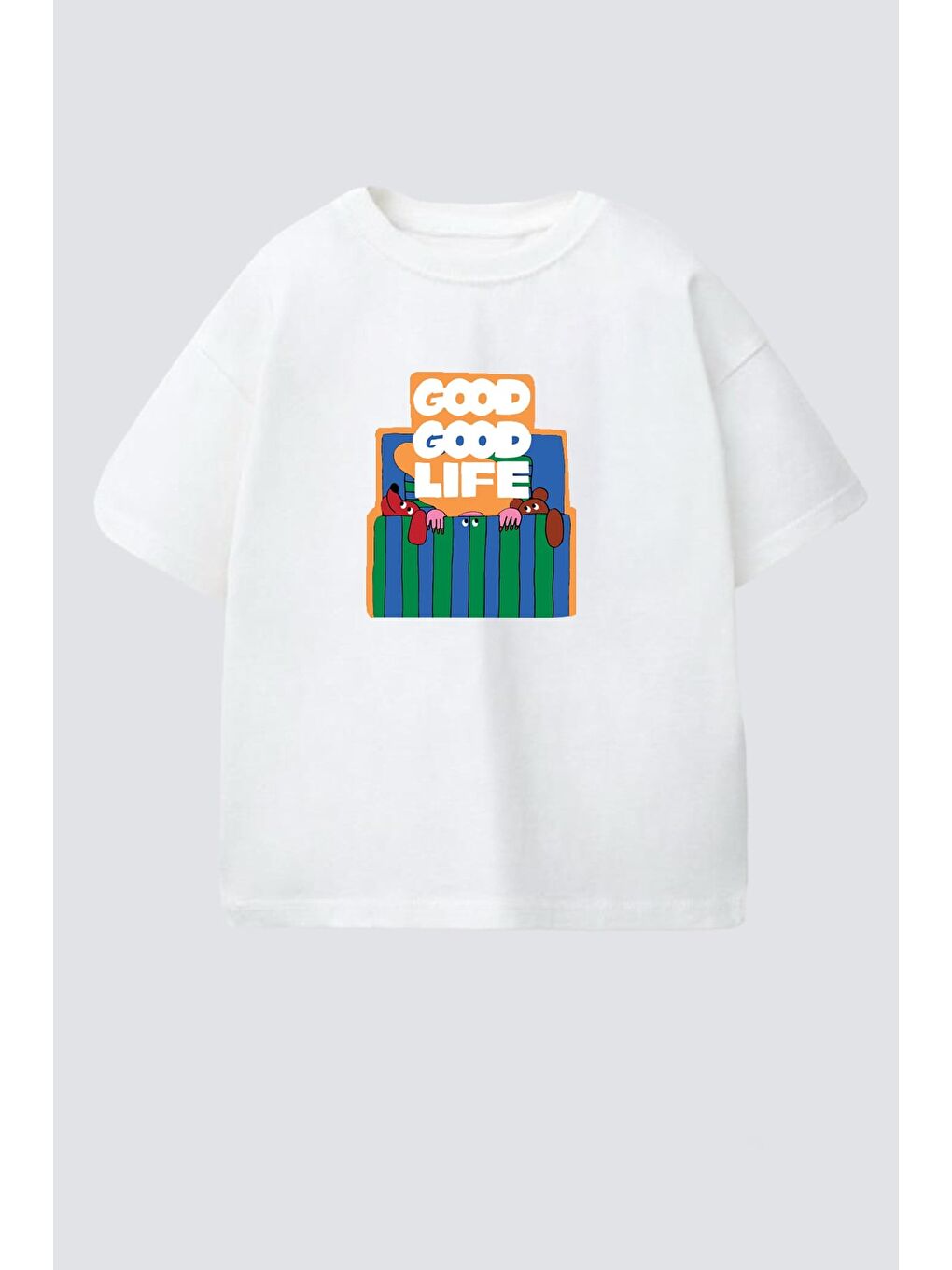 Ekru Erkek Çocuk Pamuklu Bisiklet Yaka Baskılı T-Shirt