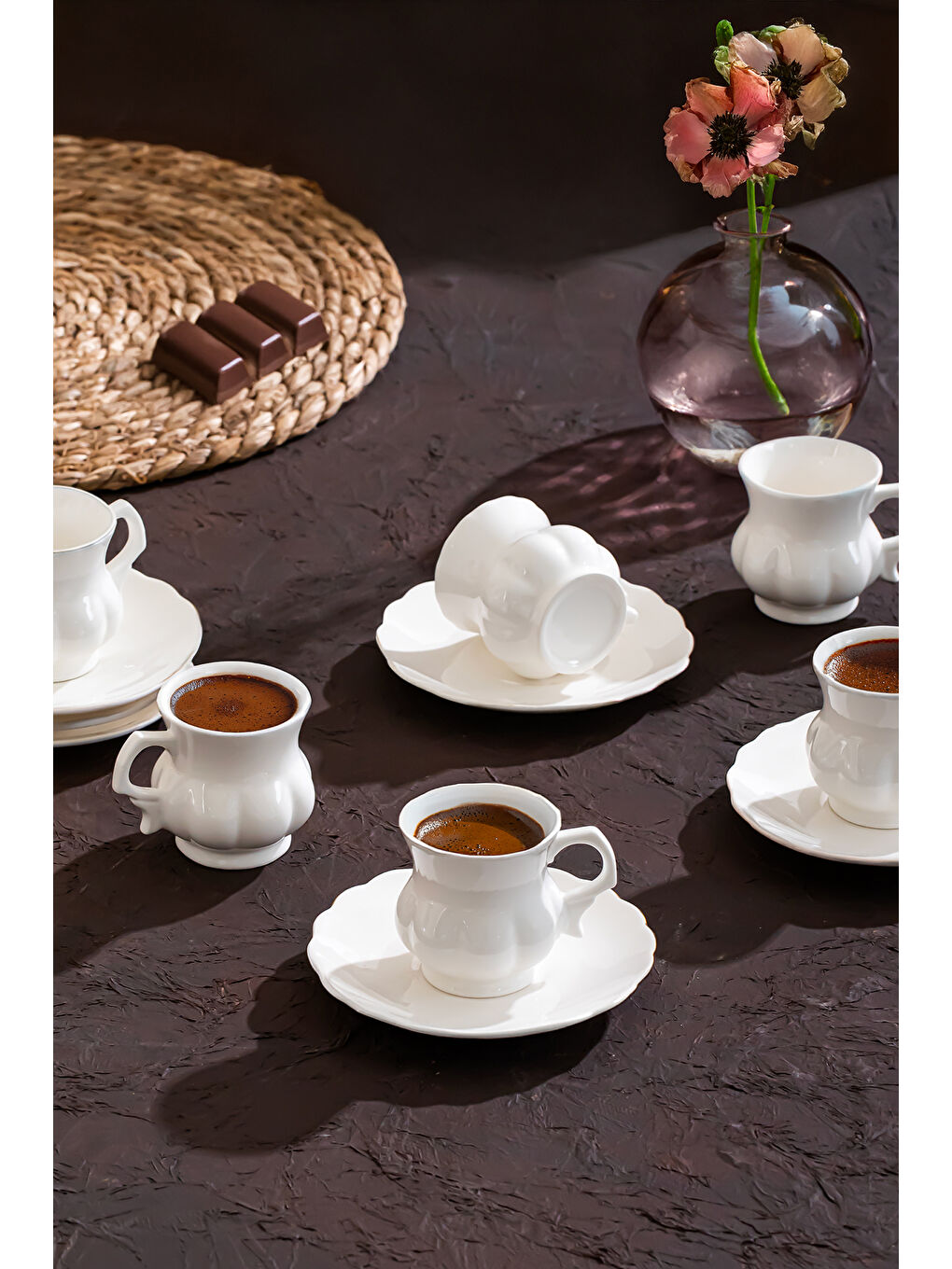 Emery 6'lı Beyaz Porselen Fincan Takımı-1