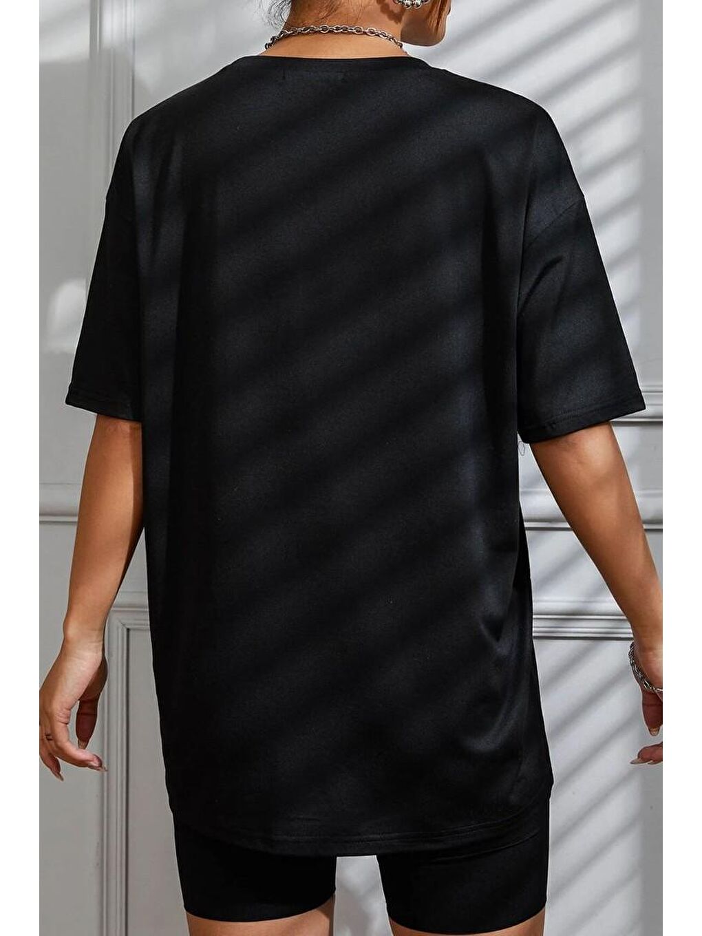 Siyah Unisex Aloha Baskılı T-shirt-1