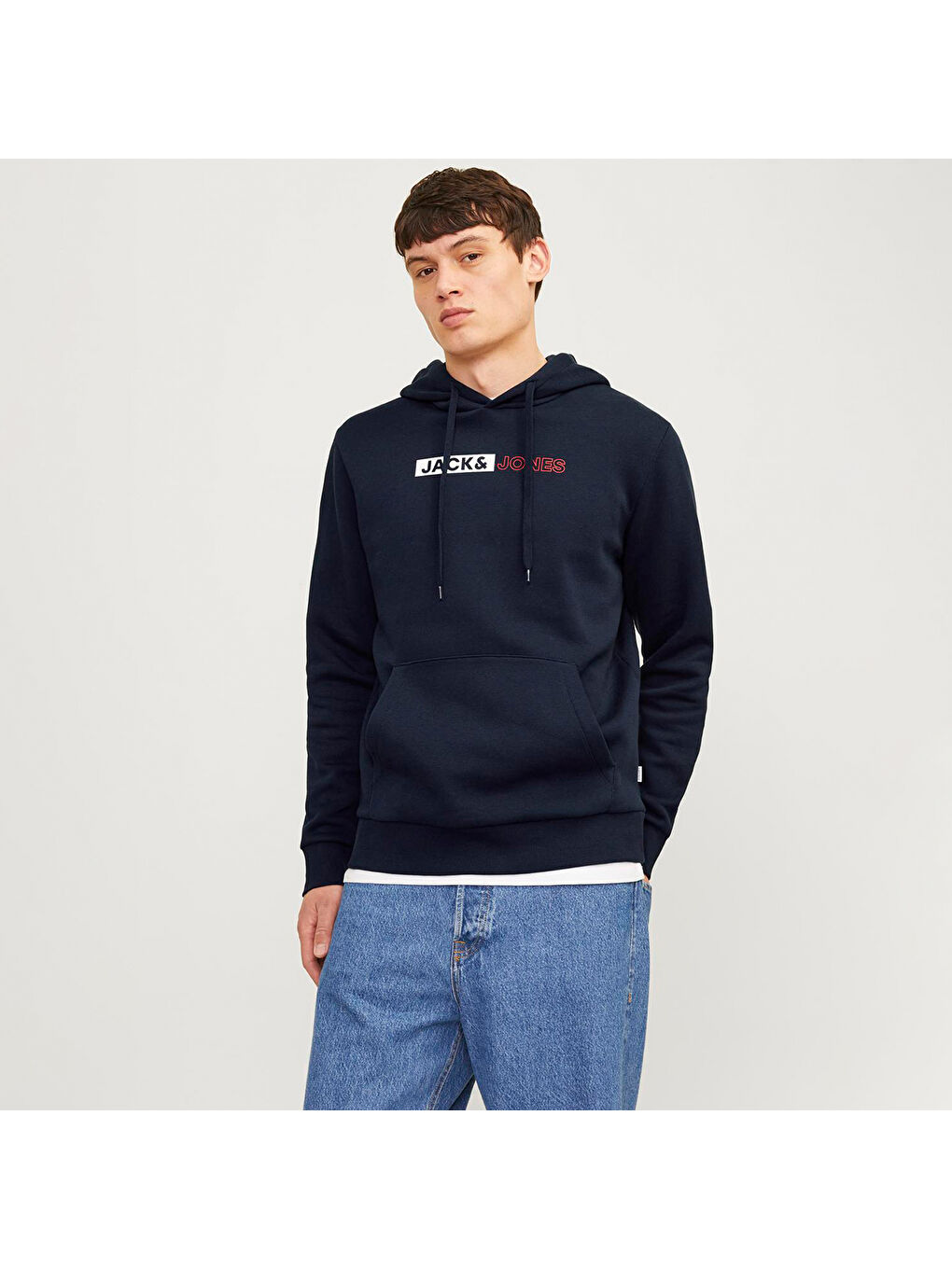 Jack & Jones Lacivert Hood Corp Logo Play Noos Erkek Lacivert Kapüşonlu Sweatshirt