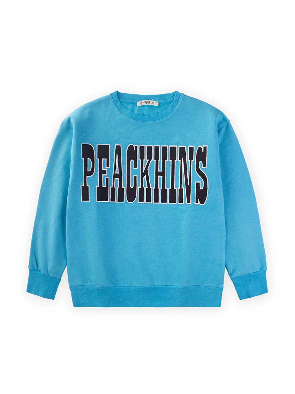 CİGİT Mavi Peackhıns Nakışlı Sweatshirt 9-14 Yaş Mavi