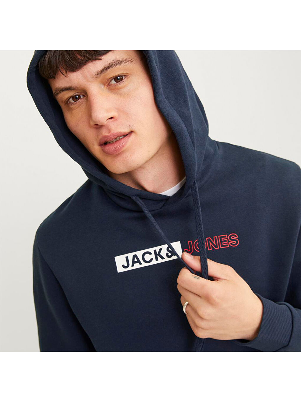 Jack & Jones Lacivert Hood Corp Logo Play Noos Erkek Lacivert Kapüşonlu Sweatshirt - 1