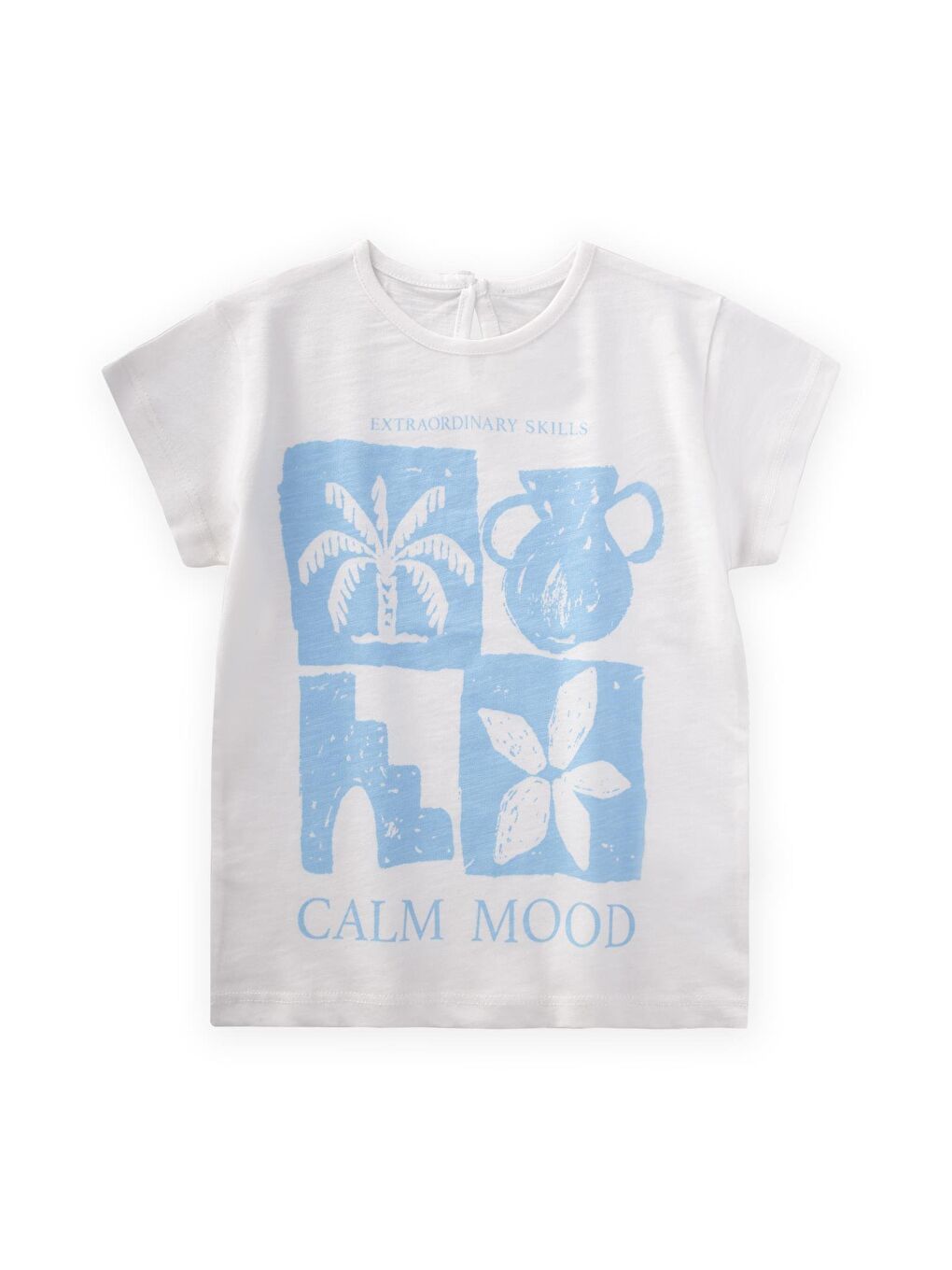 Beyaz Kız Çocuk Baskılı Tişört