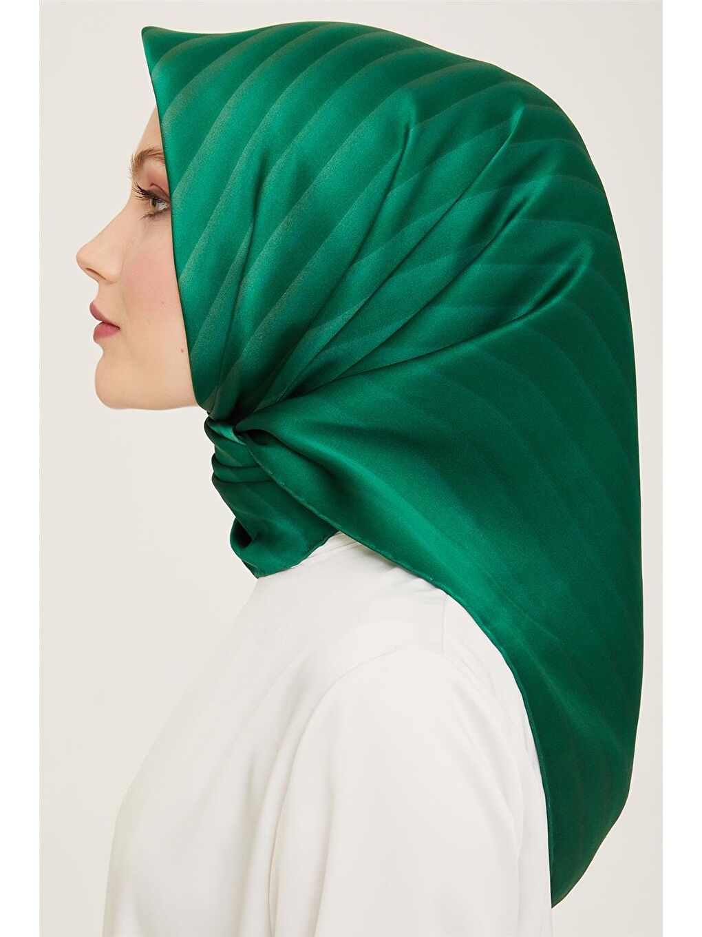 Yeşil Klasik Desenli Twill İpek Eşarp 24Ya9150 4 84-2