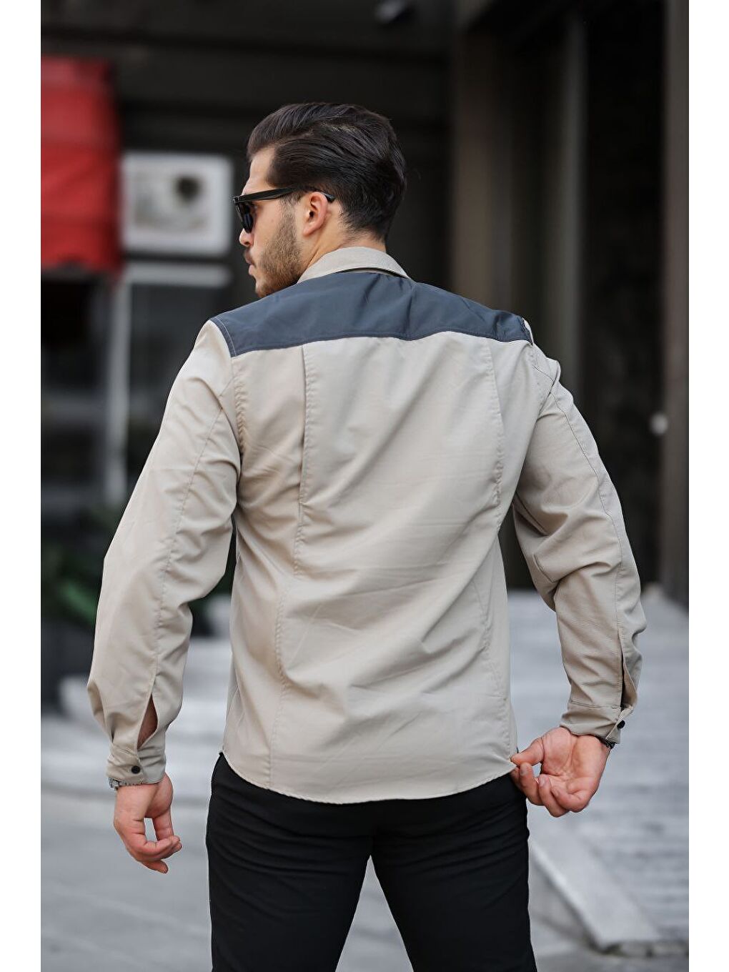 Bej Paraşüt Kumaş Arka Patlı Gömlek-1