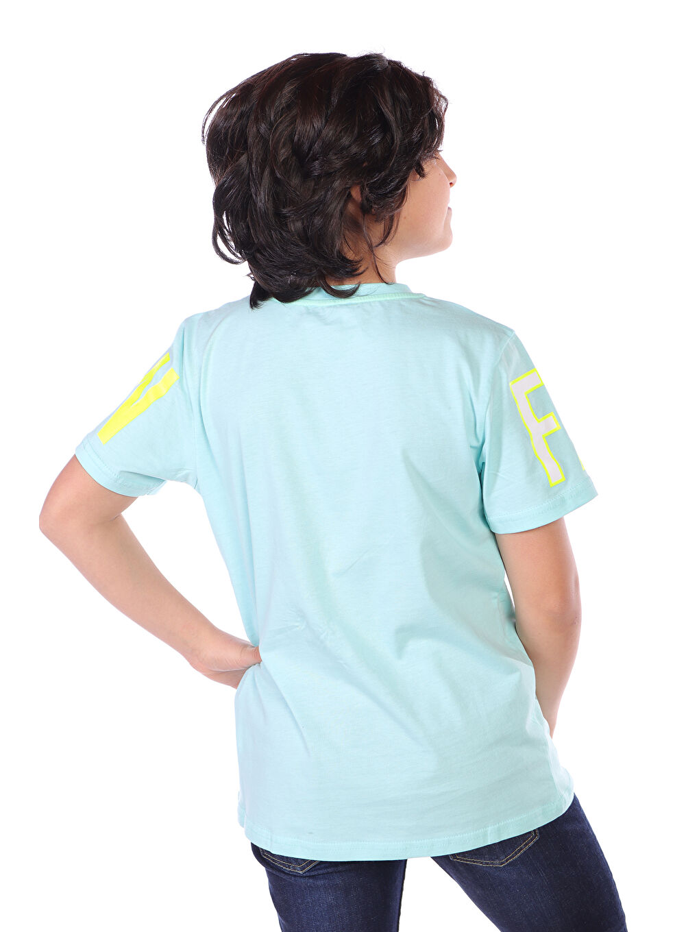 Turkuaz Erkek Çocuk Fashion Baskılı Tişört-3