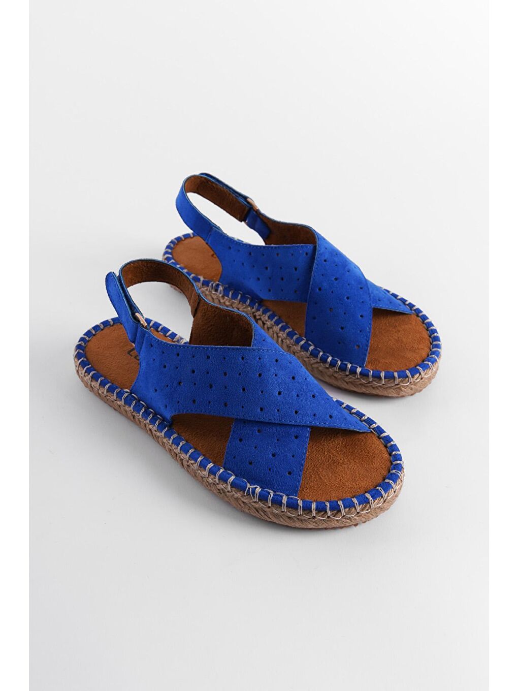 Mavi Çapraz Bantlı Kadın Espadril Sandalet