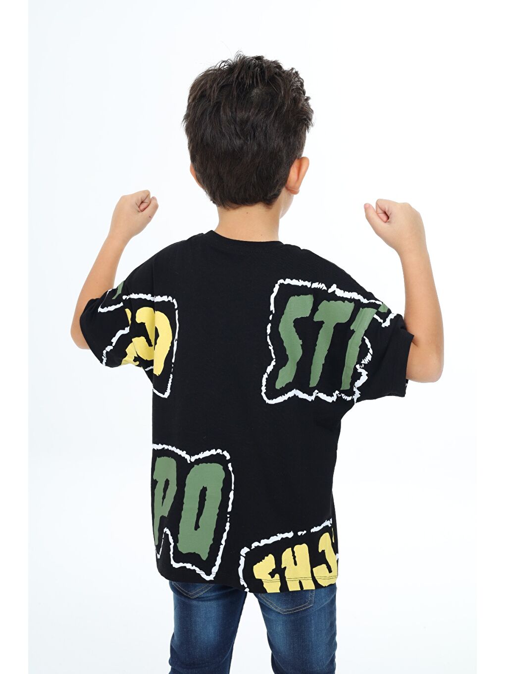 Siyah Erkek Çocuk Baskılı Tişört-2