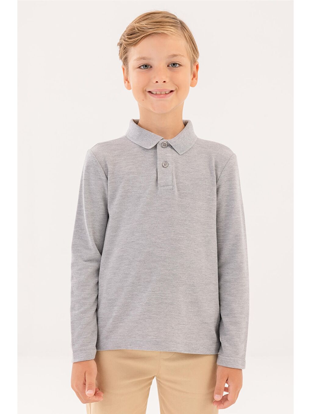 Gri KU BASIC 15KDS04 4PR GRI MELANJ Erkek Çocuk Uzun Kol T-Shirt