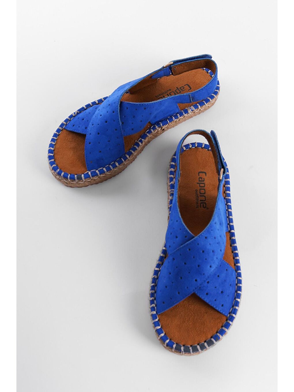 Mavi Çapraz Bantlı Kadın Espadril Sandalet-3
