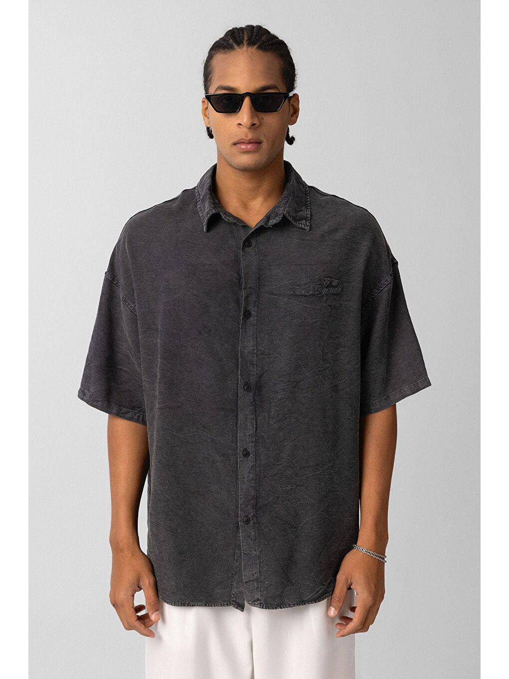 Arka Baskılı Oversize Gömlek Siyah