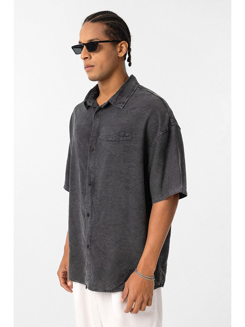 Arka Baskılı Oversize Gömlek Siyah-1