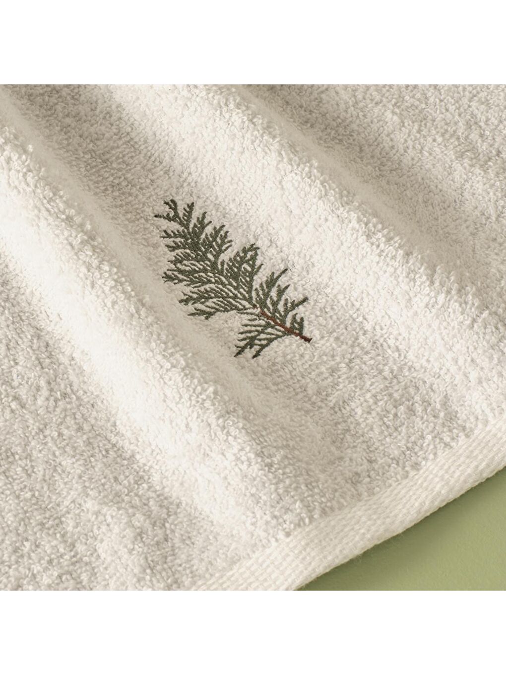 %100 Pamuk Pino 2'li Yüz Havlu Seti Beyaz-Yeşil-2