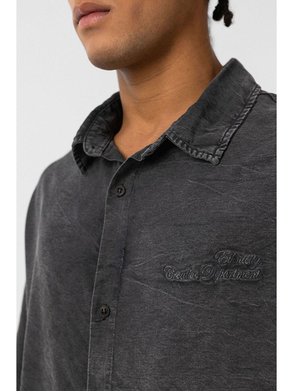 Arka Baskılı Oversize Gömlek Siyah-3