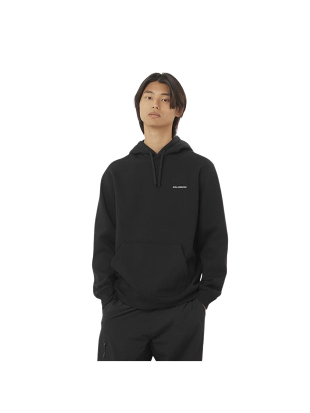 Chest Logo Erkek Siyah Kapüşonlu Sweatshirt