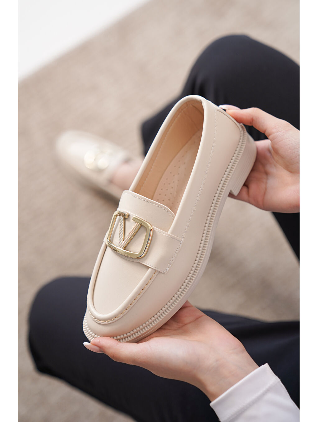 Bej D244 Günlük Ortopedik Laofer Kadın Ayakkabı-1