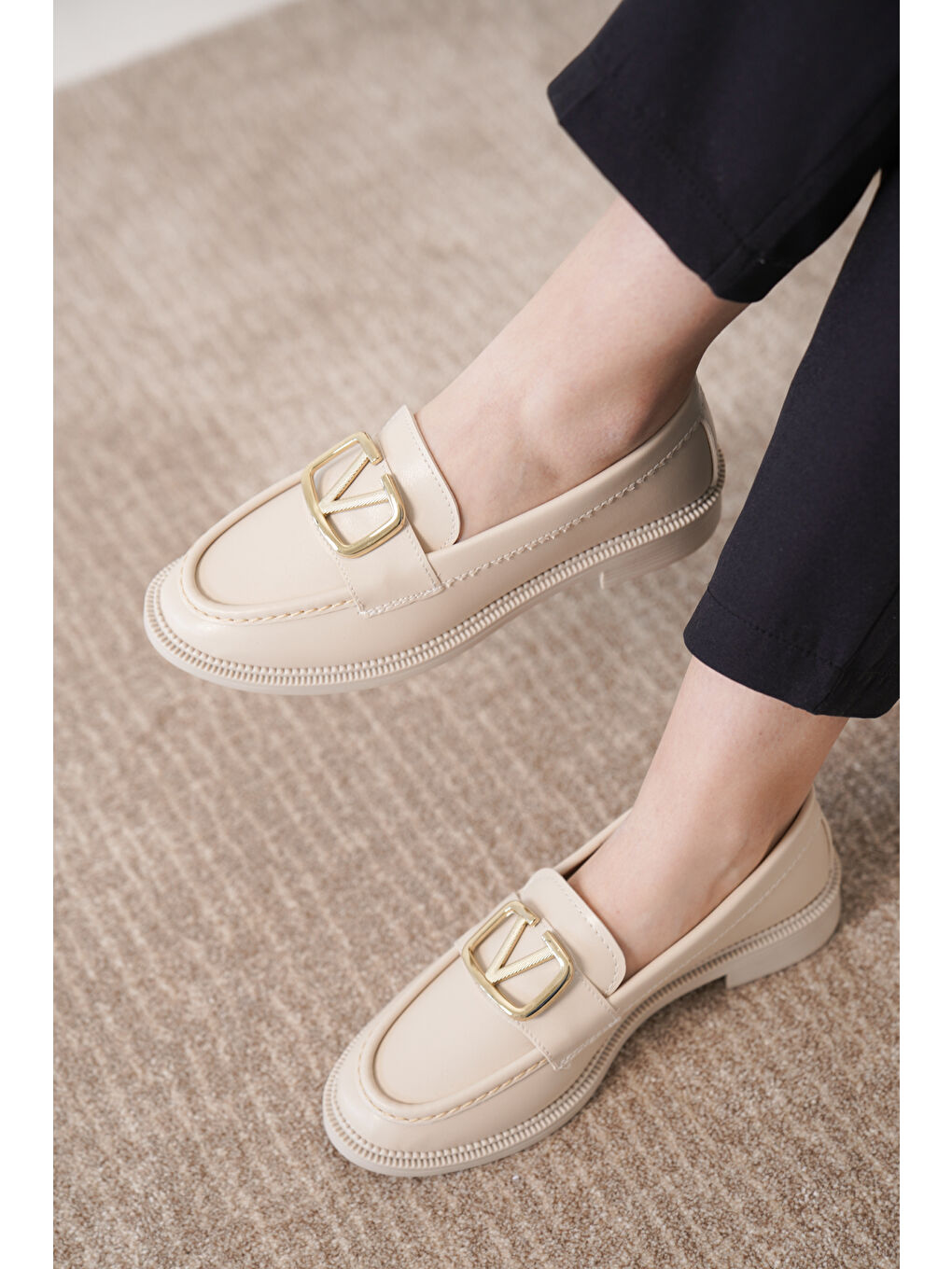 Bej D244 Günlük Ortopedik Laofer Kadın Ayakkabı-3