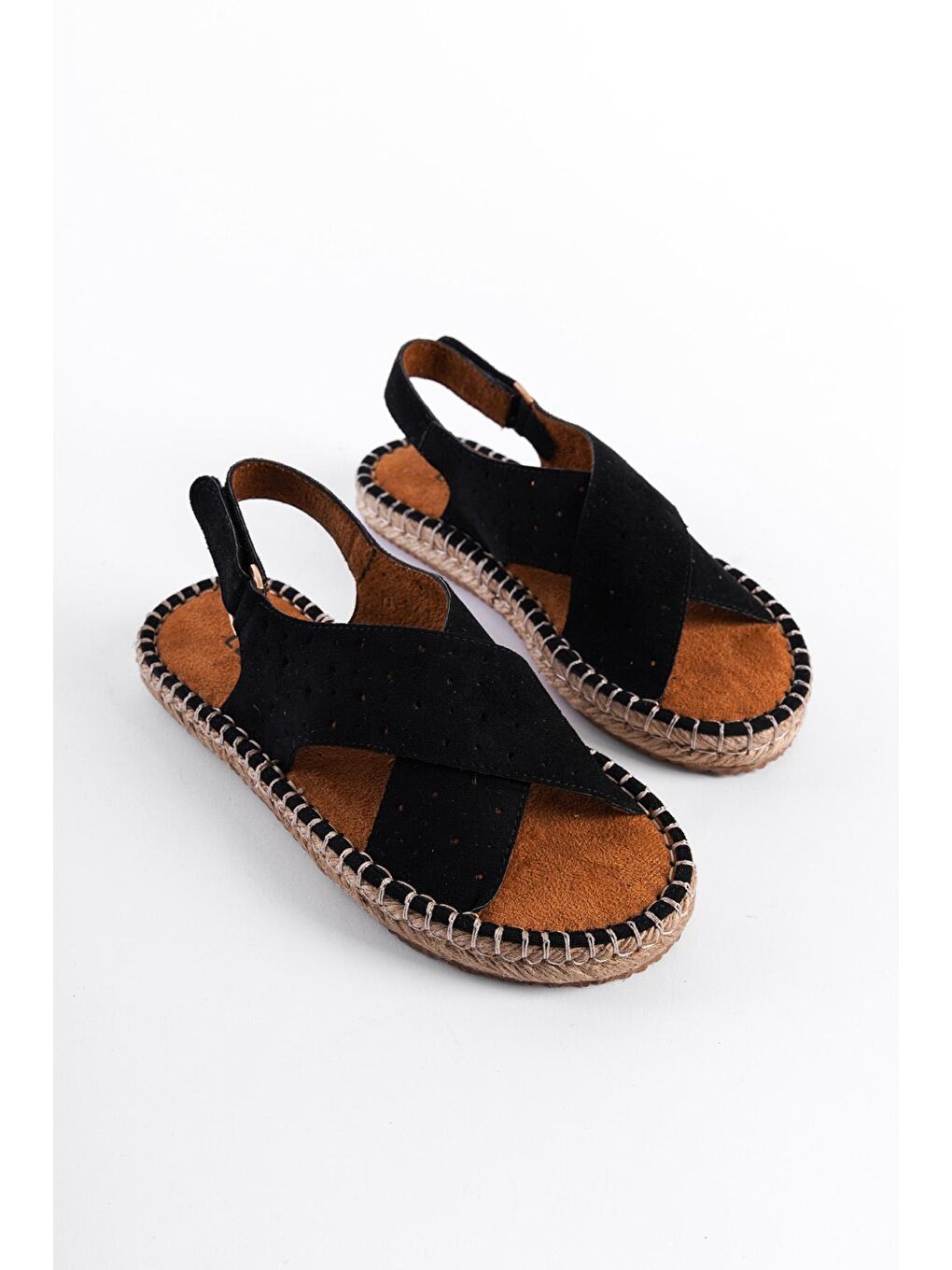 Capone Outfitters Siyah Çapraz Bantlı Kadın Espadril Sandalet - 1