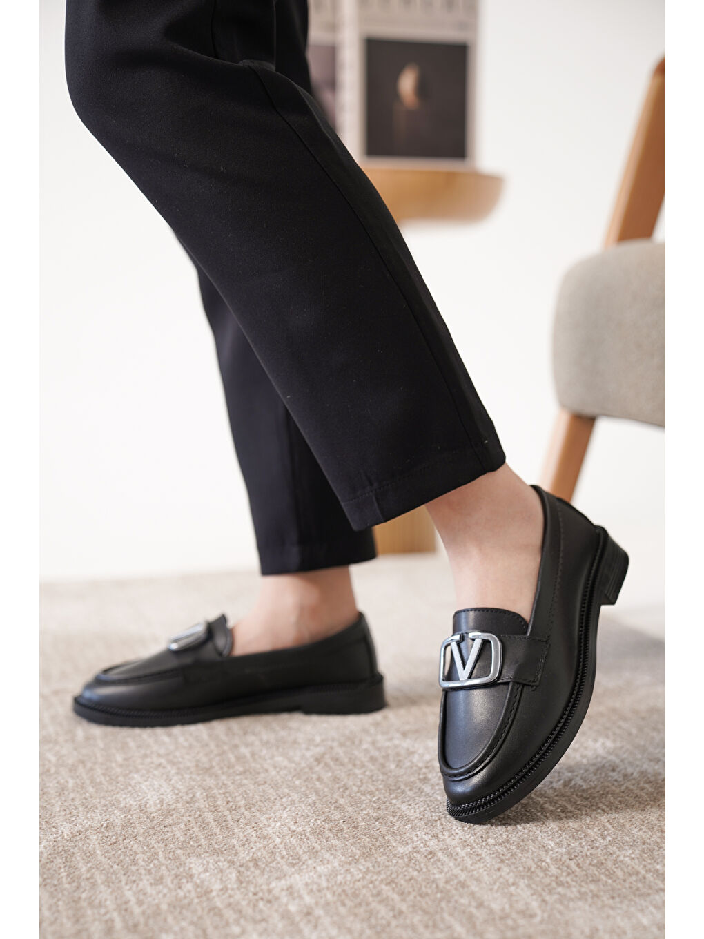 Siyah D244 Günlük Ortopedik Laofer Kadın Ayakkabı-1