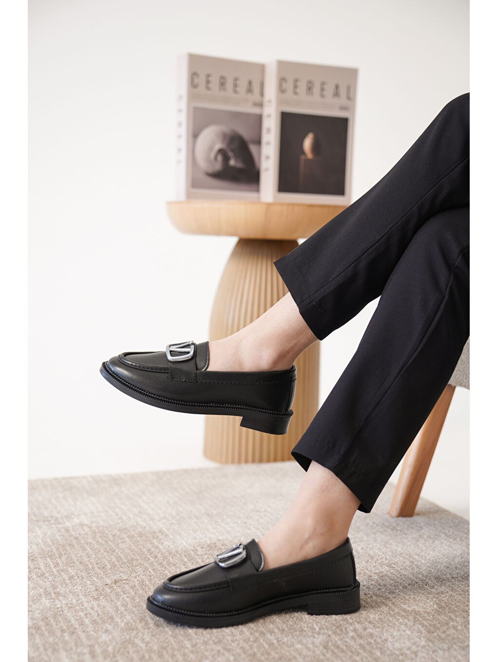 Siyah D244 Günlük Ortopedik Laofer Kadın Ayakkabı-2