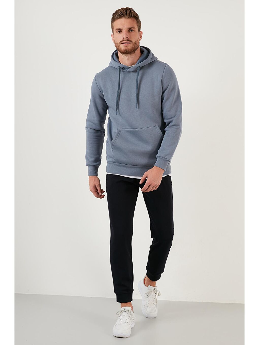 Buratti Koyu Gri Slim Fit Kapüşonlu Kanguru Cepli İçi Tüylü Yumuşak Şardonlu Sweat Erkek SWEAT 5905281 - 3