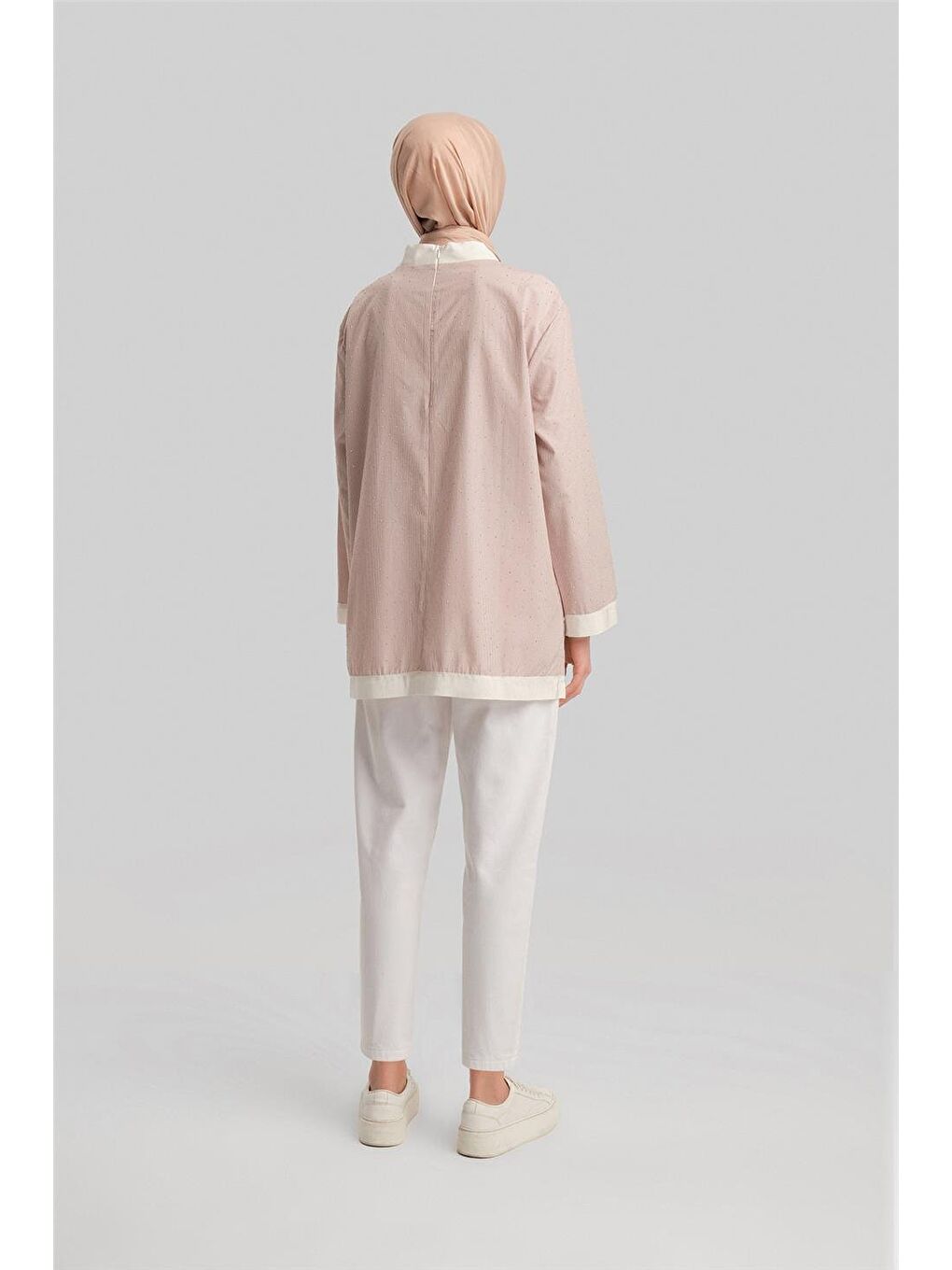 Kahverengi Grogrenli Ve Taşlı Çizgili Gömlek 24Y3556 Camel-5