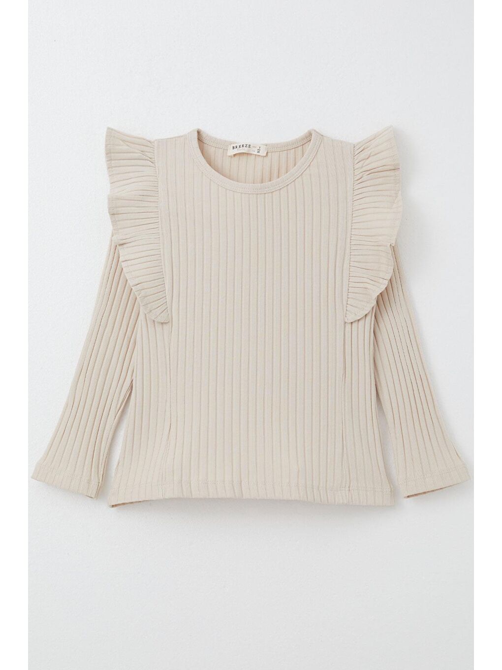 Kız Çocuk Uzun Kollu Tişört Fırfırlı Bej (2-6 Yaş)-0