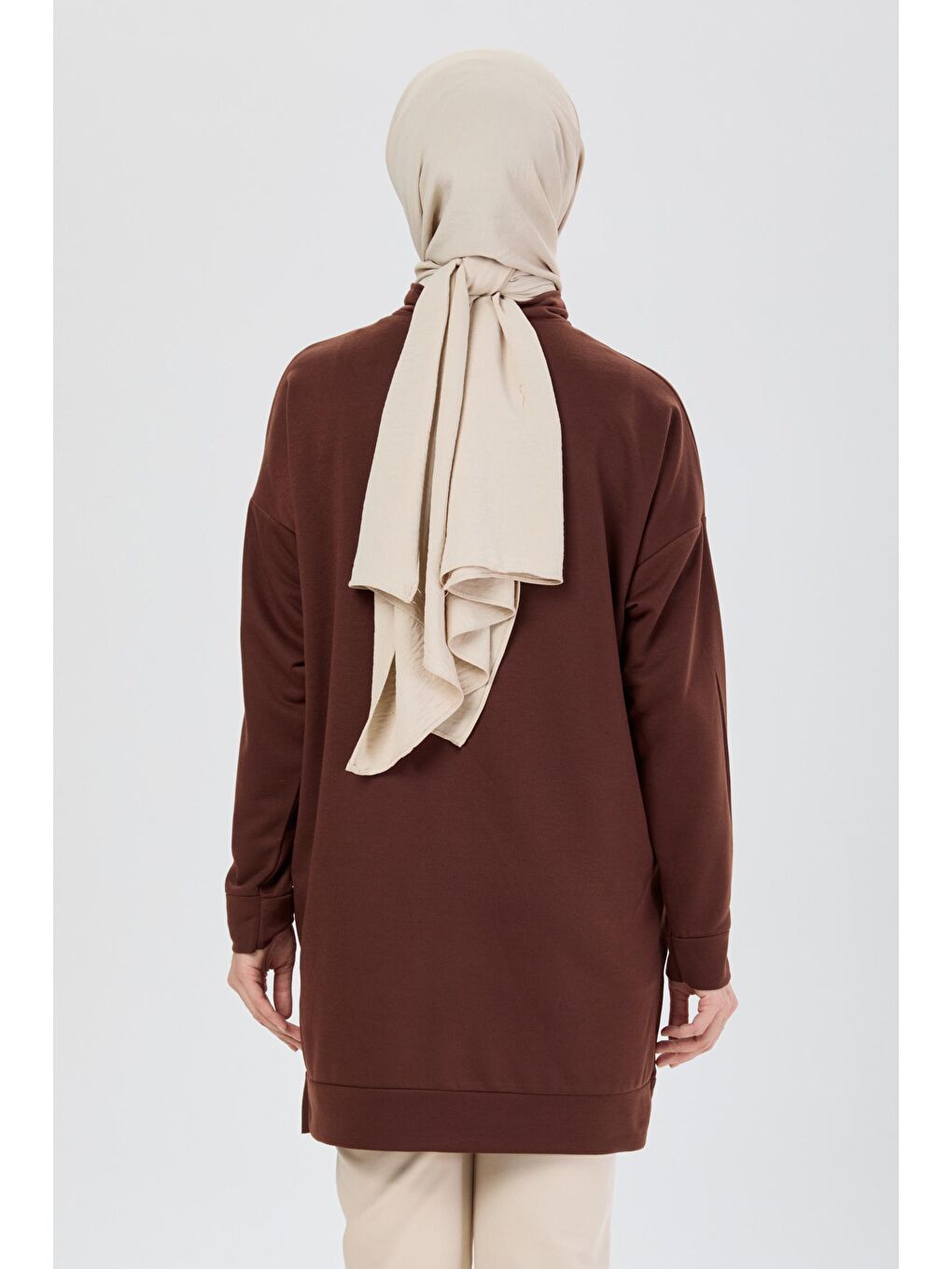 Hakim Yaka Kadın Kahverengi Sweat - 13097-4