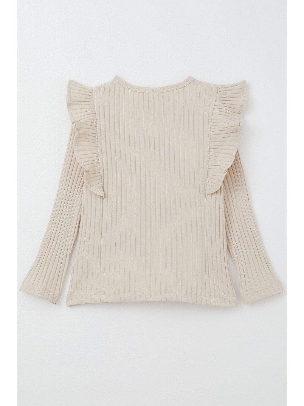 Kız Çocuk Uzun Kollu Tişört Fırfırlı Bej (2-6 Yaş)-1